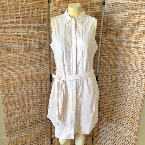 Banana Republic Button Down White Oxford Shirt Dress Size 10 - Picture 9 of 10